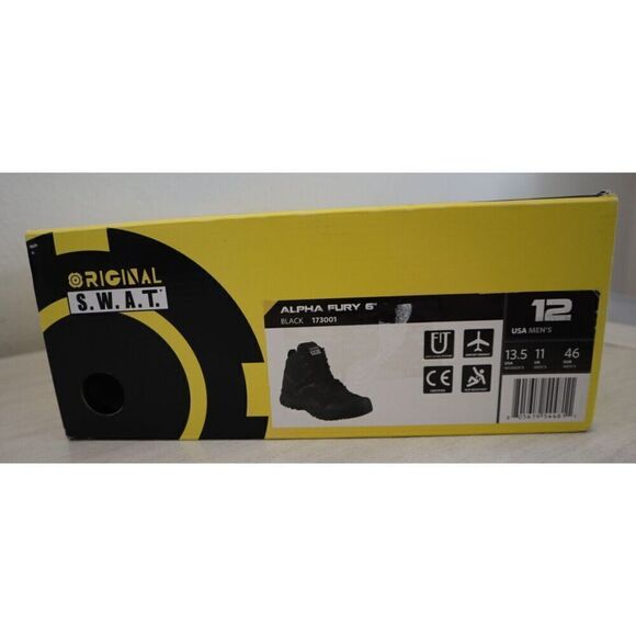 Original S.W.A.T. Men's 12 Women's 13.5 Black Alpha Fury 6" Lace-Up Boots - Picture 14 of 14